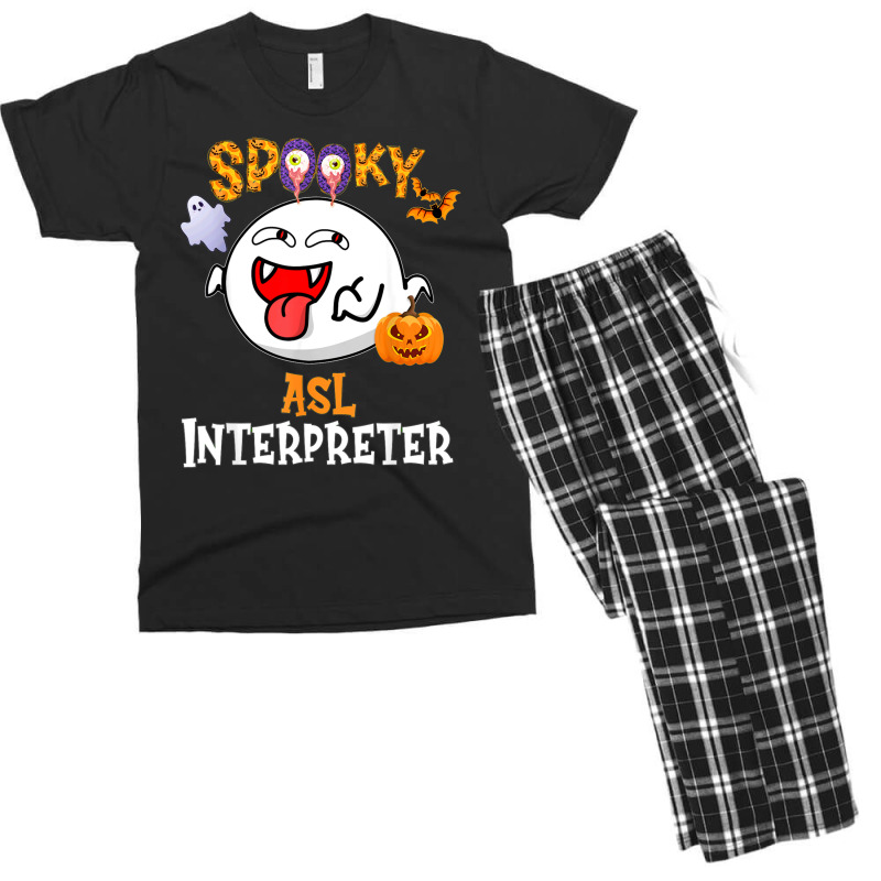 Boo Halloween Costume Spooky Asl Interpreter Men's T-shirt Pajama Set | Artistshot