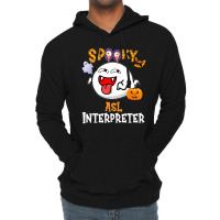 Boo Halloween Costume Spooky Asl Interpreter Lightweight Hoodie | Artistshot