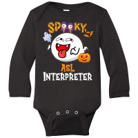 Boo Halloween Costume Spooky Asl Interpreter Long Sleeve Baby Bodysuit | Artistshot