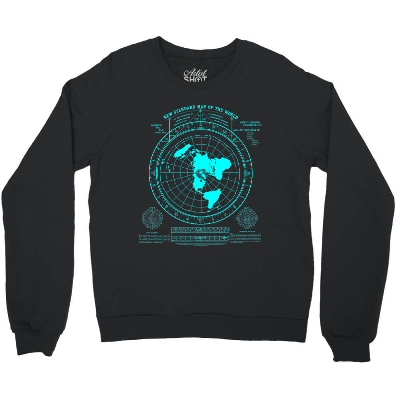 Gleason's New Standard Map Of The World, Flat Earth Crewneck Sweatshirt | Artistshot