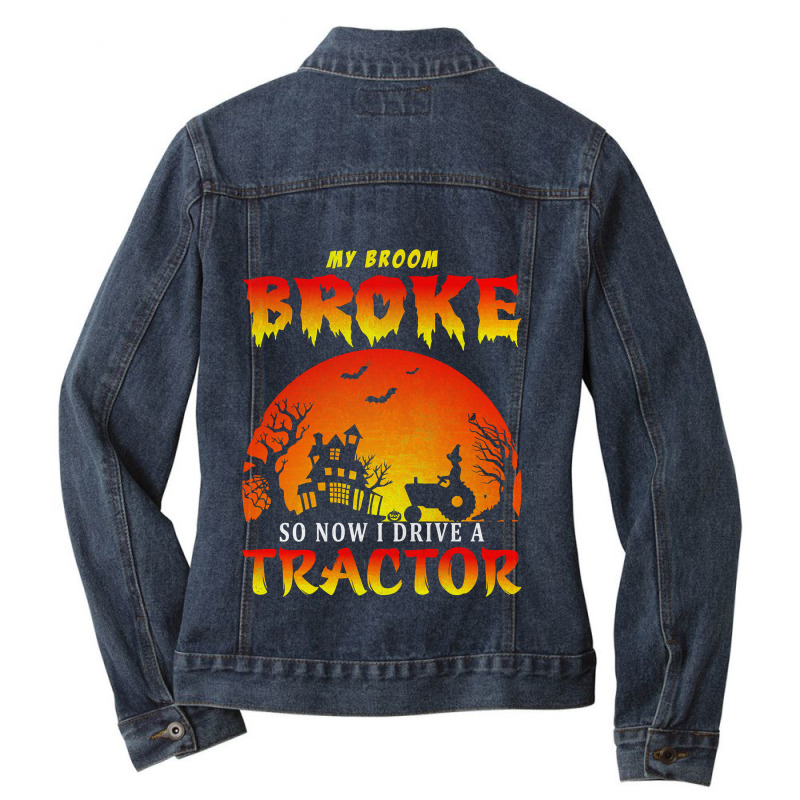 Mon Balai S'est Cassé Alors Maintenant Je Conduis Un Tracteur Classiq Ladies Denim Jacket by KimikoMuto | Artistshot