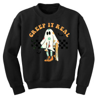 Creep It Real Halloween Spooky Season Ghost Trick Or Treat Youth Sweatshirt | Artistshot