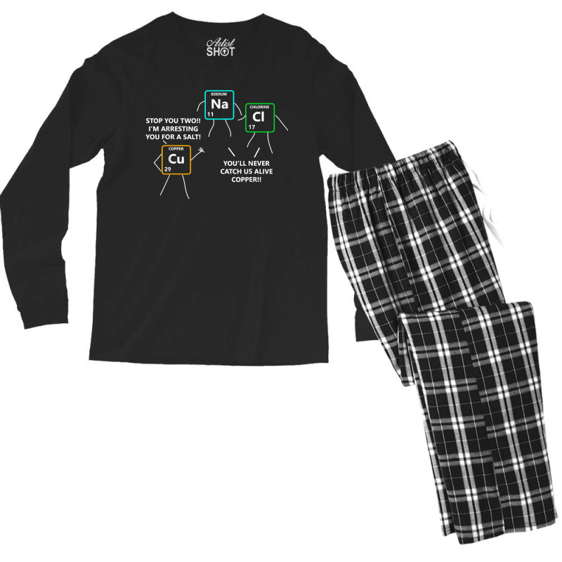 Salt And Copper Periodic Table Police Pun Chemistry T Men's Long Sleeve Pajama Set | Artistshot