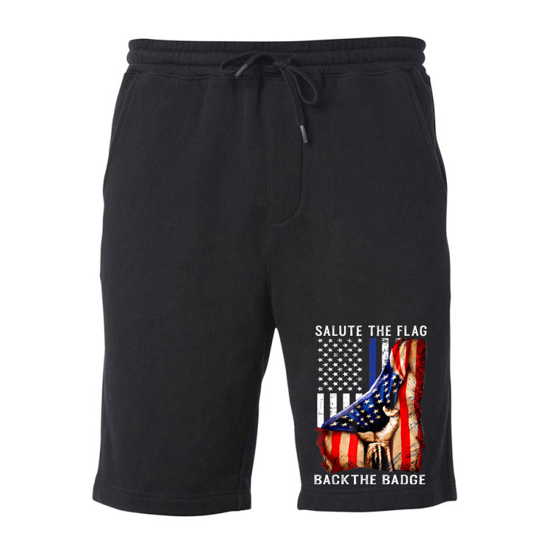 Salute The Flag Back The Badge Flag Police Hand Gift Fleece Short by LorettaSharron | Artistshot