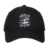 Salute The Flag Back The Badge Policemen Gift Police Themed Adjustable Cap | Artistshot