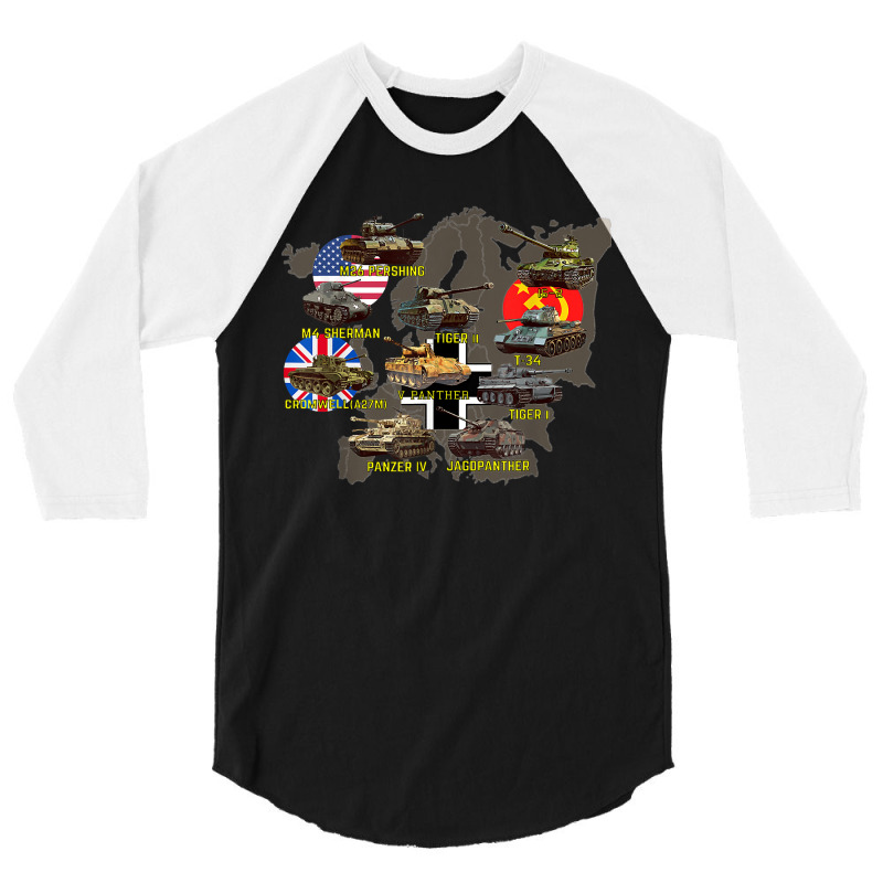 Top Ten Best Ww2 Tanks M4 Sherman Panzer Iv Tiger Ii T-34 3/4 Sleeve Shirt by BessieCarolyn | Artistshot