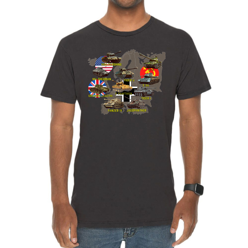 Top Ten Best Ww2 Tanks M4 Sherman Panzer Iv Tiger Ii T-34 Vintage T-Shirt by BessieCarolyn | Artistshot