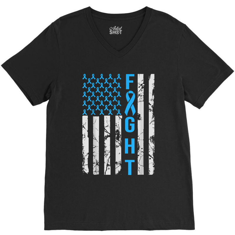 Diabetes Awareness N Usa Flag Distressed For Type 1 Diabetic V-Neck Tee by BurlFinkelstein | Artistshot