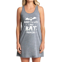 Funny Im Late For Bat Problems Horror Halloween Vampire Bat Tank Dress | Artistshot