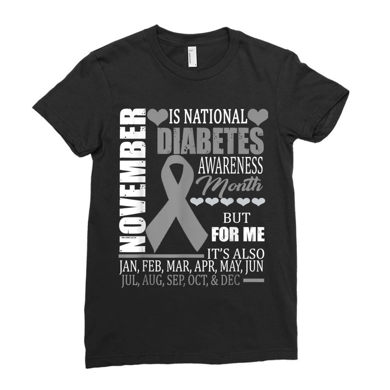 Diabetes Type Awareness November Diabetic Funny Gift Ladies Fitted T-Shirt by BurlFinkelstein | Artistshot