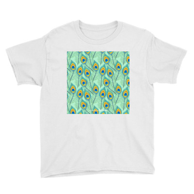 Lovely Peacock Feather Pattern With Flat Design Youth Tee Designed By Salmanaz