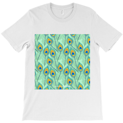 Lovely Peacock Feather Pattern With Flat Design T-shirt Designed By Salmanaz