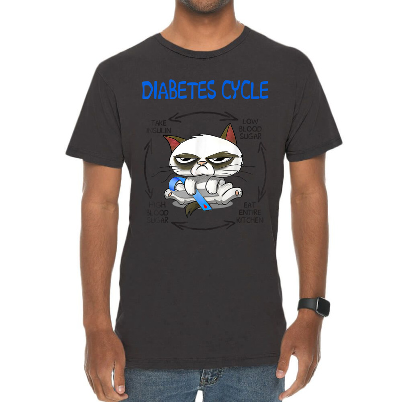 Diabetic Cycle Funny Cat Diabetes Awareness Vintage T-Shirt by BurlFinkelstein | Artistshot