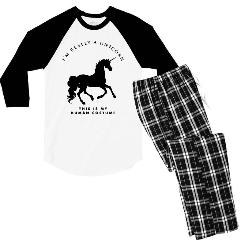 I'm Reallyi'am Unicorn This Is My Human Costume Men's 3/4 Sleeve Pajama Set | Artistshot