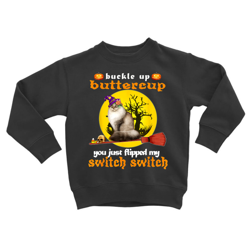 Buckle Up Buttercup Siberian Cat Halloween Toddler Sweatshirt by TopShirts | Artistshot