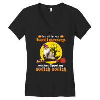 Buckle Up Buttercup Siberian Cat Halloween Women's V-neck T-shirt | Artistshot