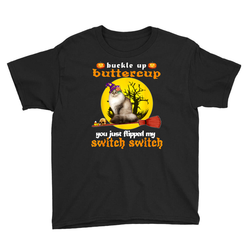 Buckle Up Buttercup Siberian Cat Halloween Youth Tee by TopShirts | Artistshot