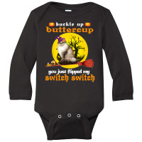 Buckle Up Buttercup Siberian Cat Halloween Long Sleeve Baby Bodysuit | Artistshot