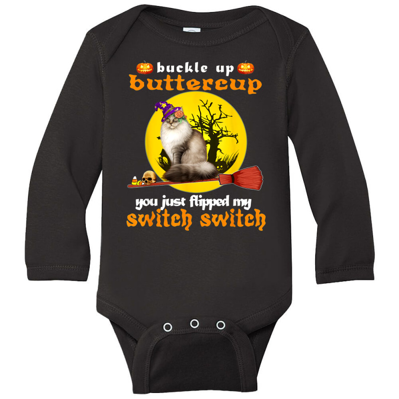 Buckle Up Buttercup Siberian Cat Halloween Long Sleeve Baby Bodysuit by TopShirts | Artistshot