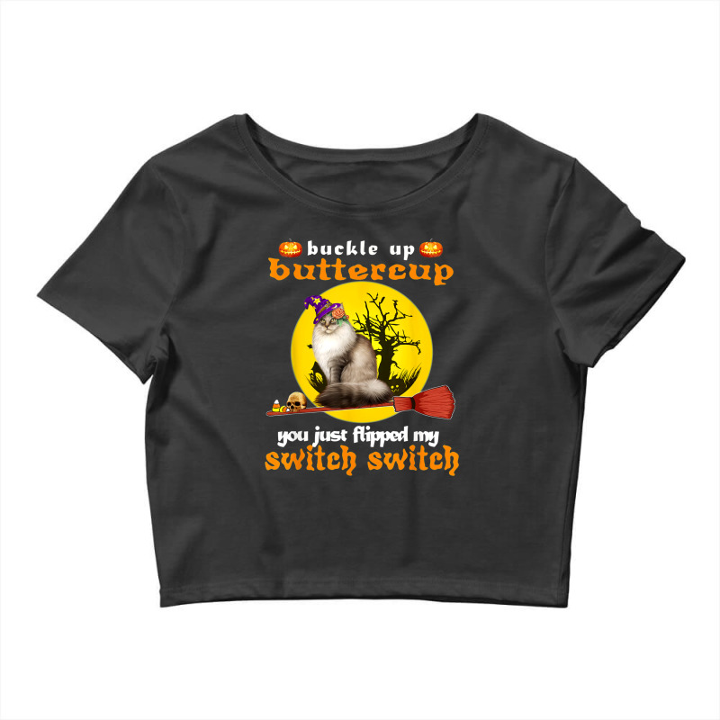 Buckle Up Buttercup Siberian Cat Halloween Crop Top by TopShirts | Artistshot