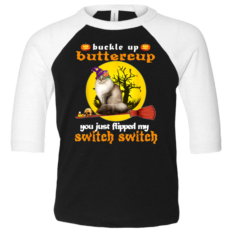 Buckle Up Buttercup Siberian Cat Halloween Toddler 3/4 Sleeve Tee by TopShirts | Artistshot