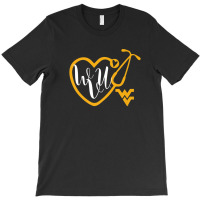 West Virginia Mountaineers Nurse - Heart Stethoscope T-shirt | Artistshot