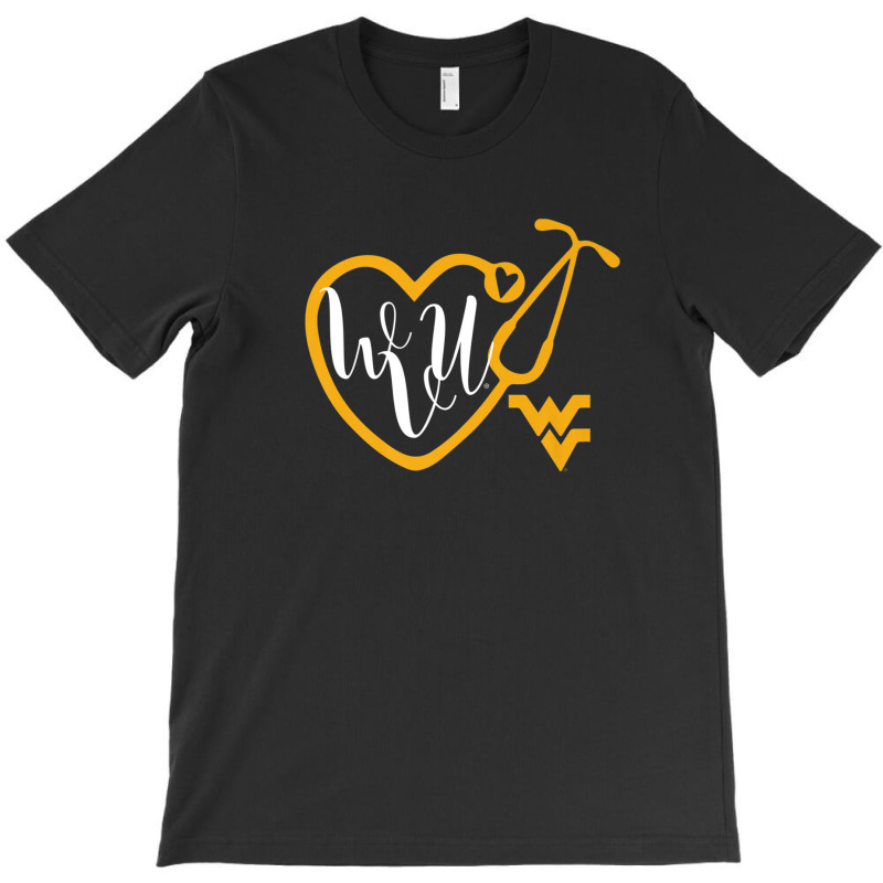 West Virginia Mountaineers Nurse - Heart Stethoscope T-shirt | Artistshot