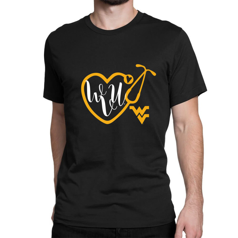 West Virginia Mountaineers Nurse - Heart Stethoscope Classic T-shirt | Artistshot