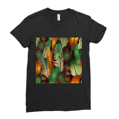Feathers Realistic Pattern Ladies Fitted T-shirt Designed By Salmanaz