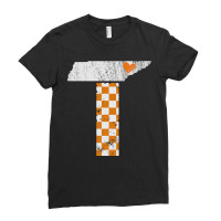 Tennessee Flag Vintage Football Fan Orange And White Gift Ladies Fitted T-shirt | Artistshot