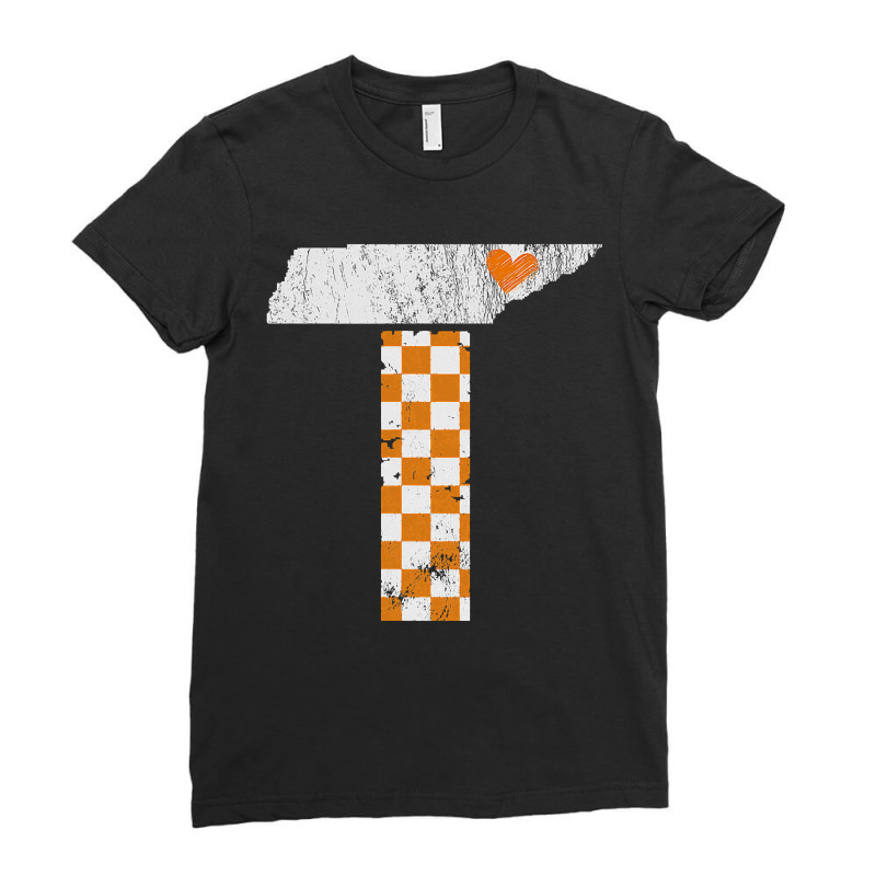 Tennessee Flag Vintage Football Fan Orange And White Gift Ladies Fitted T-Shirt by cm-arts | Artistshot