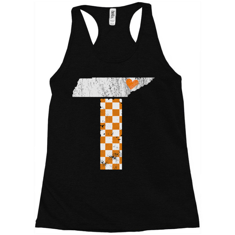 Tennessee Flag Vintage Football Fan Orange And White Gift Racerback Tank by cm-arts | Artistshot