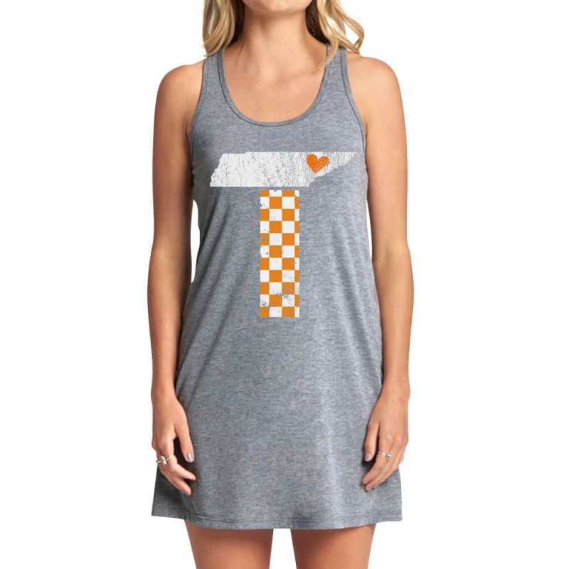 Tennessee Flag Vintage Football Fan Orange And White Gift Tank Dress by cm-arts | Artistshot