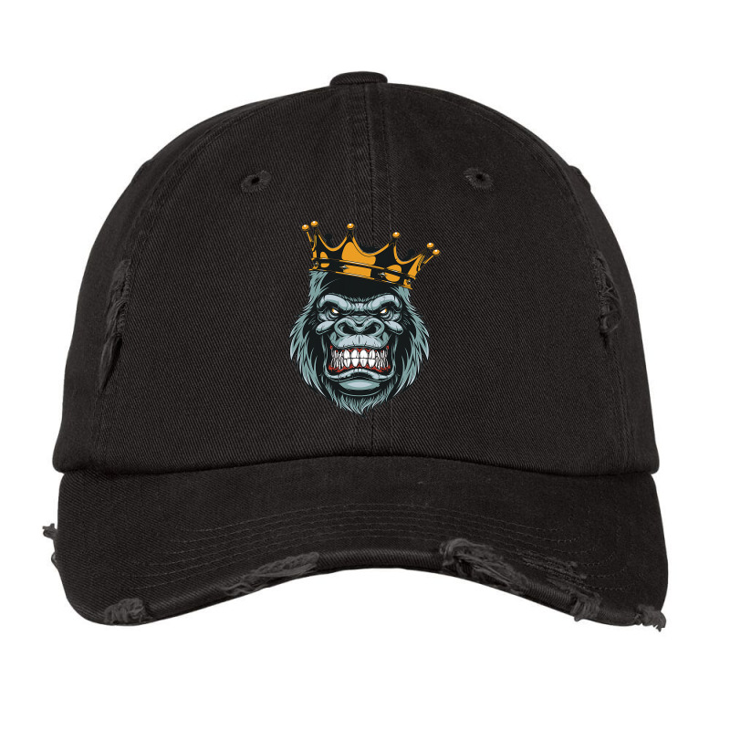 Gorilla King Ferocious Gorilla On With Crown Christmas Gifts Vintage Cap | Artistshot