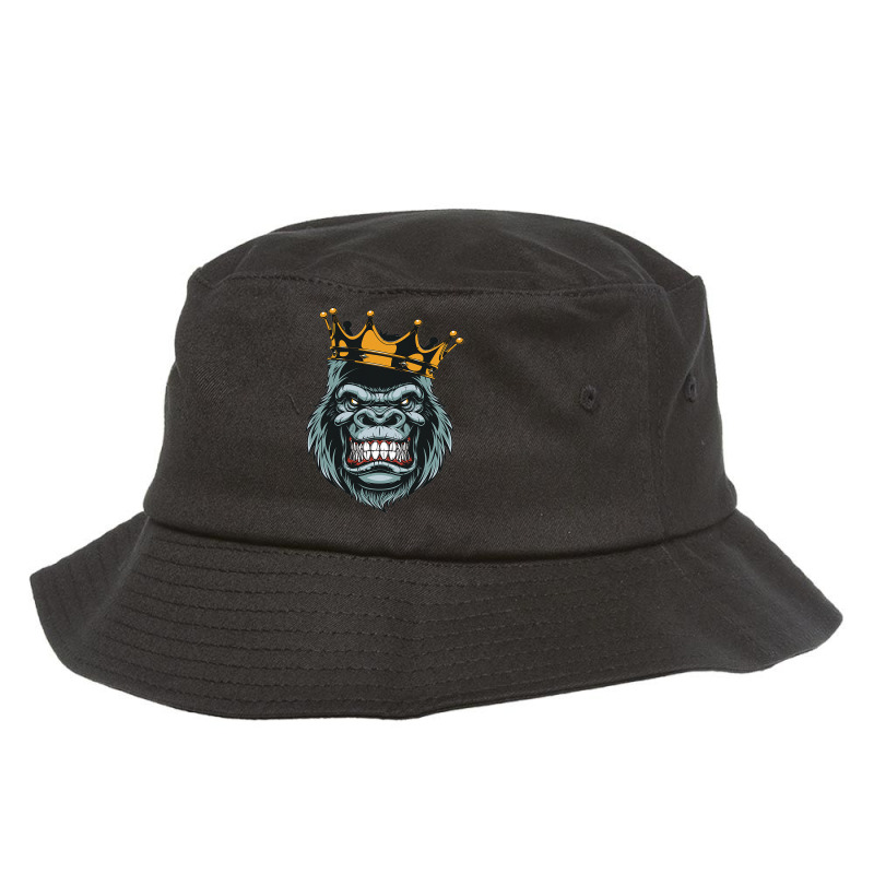 Gorilla King Ferocious Gorilla On With Crown Christmas Gifts Bucket Hat | Artistshot