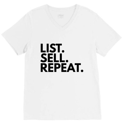 List Sell Repeat V-neck Tee Designed By Fahmifutri17