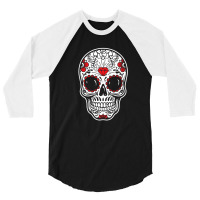 Sugar Skull Day Of The Dead Calavera 3/4 Sleeve Shirt | Artistshot