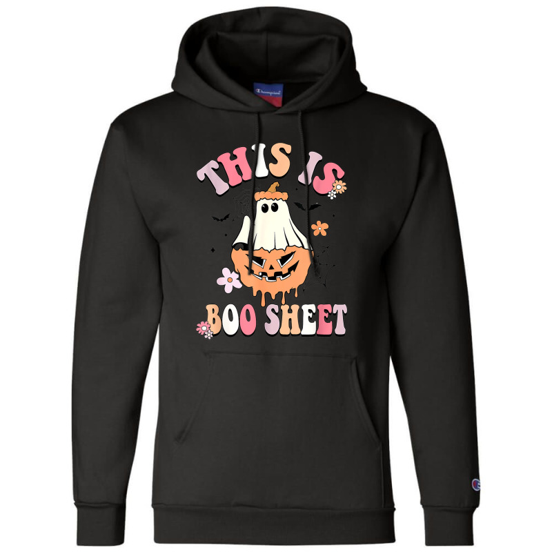 Groovy This Is Boo Sheet Floral Ghost Halloween Costume Champion Hoodie by Newart | Artistshot