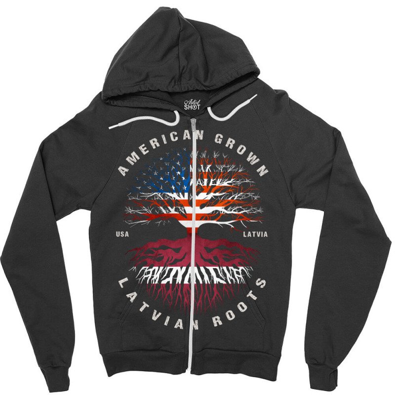 American Grown Latvian Roots Latvia Flag Zipper Hoodie | Artistshot