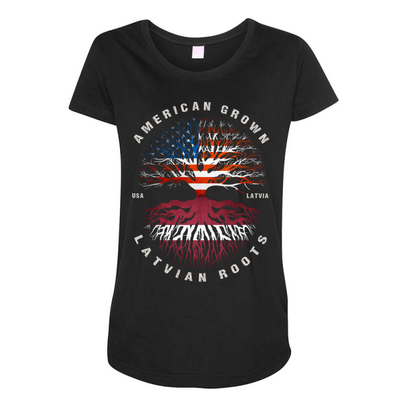 American Grown Latvian Roots Latvia Flag Maternity Scoop Neck T-shirt by moteestyle | Artistshot