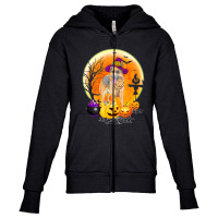 Halloween Belgian Malinois Dog Moon With Pumpkin Funny Gifts Youth Zipper Hoodie | Artistshot