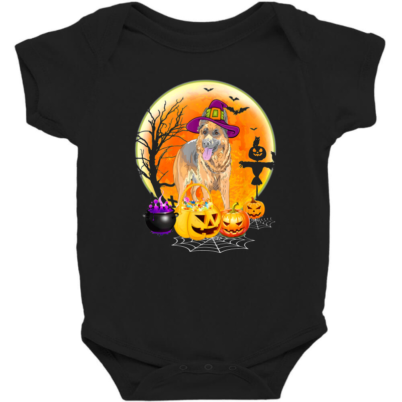 Halloween Belgian Malinois Dog Moon With Pumpkin Funny Gifts Baby Bodysuit by Bestshirt | Artistshot