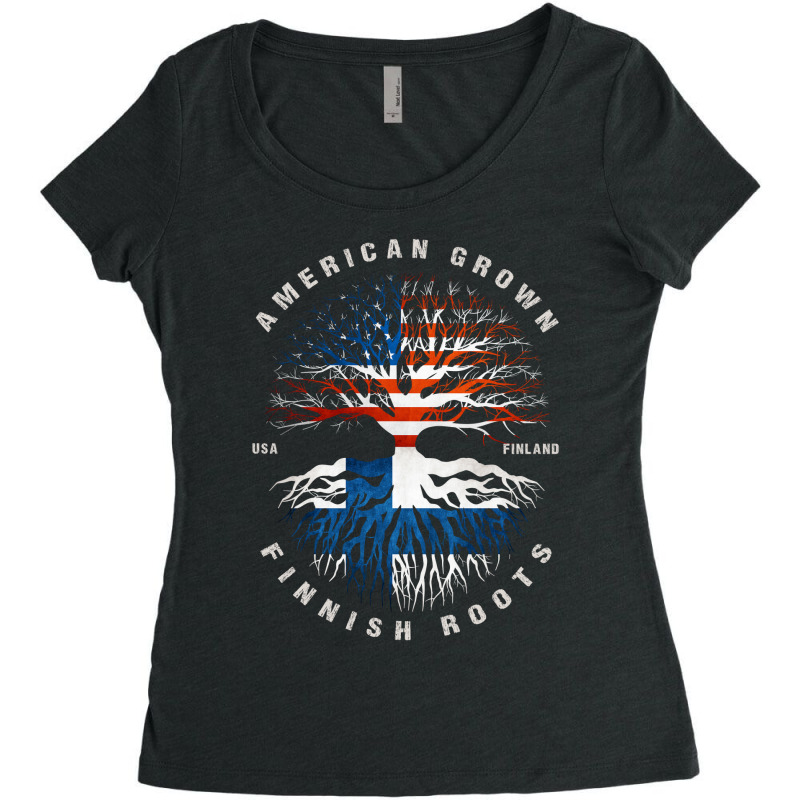 American Grown Finnish Roots Finland Flag Women's Triblend Scoop T-shirt by moteestyle | Artistshot