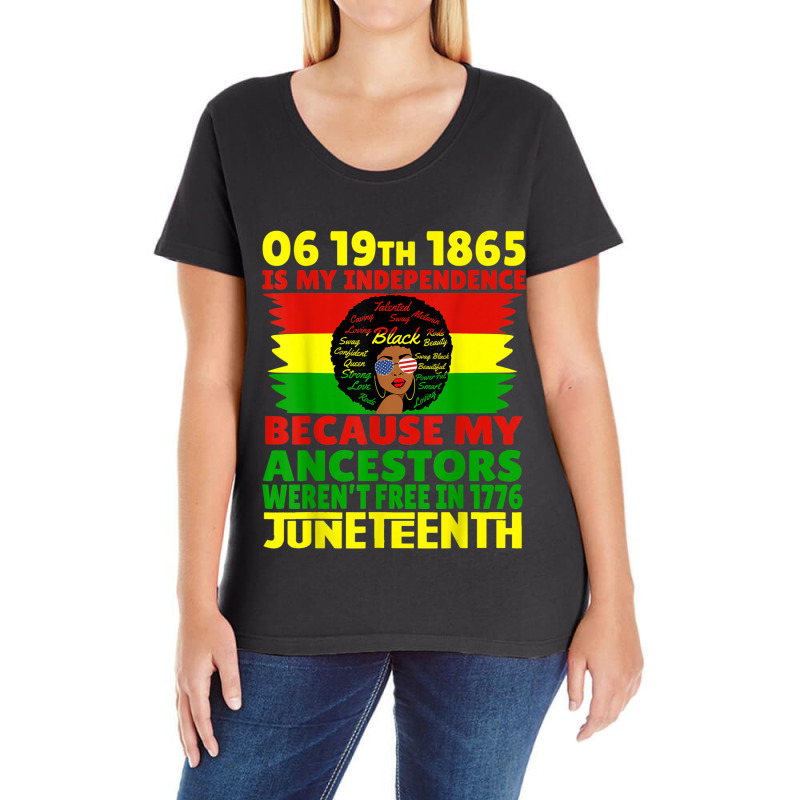 Happy Juneteenth Is My Independence Day Free Black 1865 Characters Vid Ladies Curvy T-Shirt by RoyDesign | Artistshot