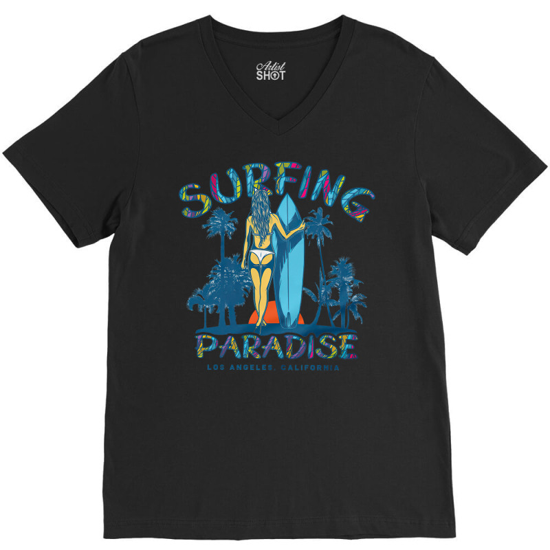 Surfing Paradise California, Surfing Paradise California Vintage, Surf V-neck Tee | Artistshot