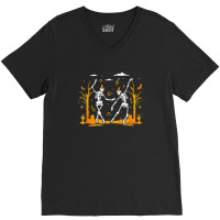 Halloween Dancer Spooky Dancing Skeleton Trick Or Treating V-neck Tee | Artistshot