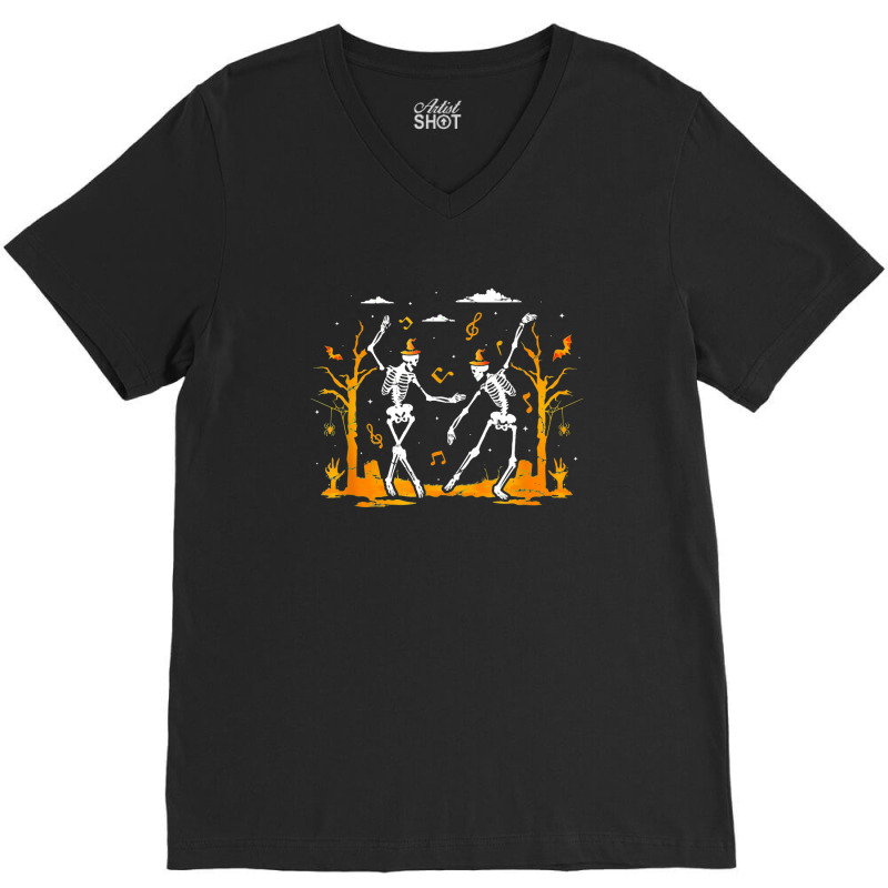 Halloween Dancer Spooky Dancing Skeleton Trick Or Treating V-Neck Tee by Bestarts | Artistshot