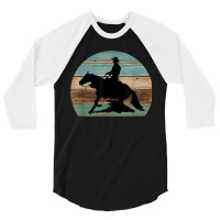 Western Cowboy Reining Horse Sliding Stop Vintage Style 3/4 Sleeve Shirt | Artistshot