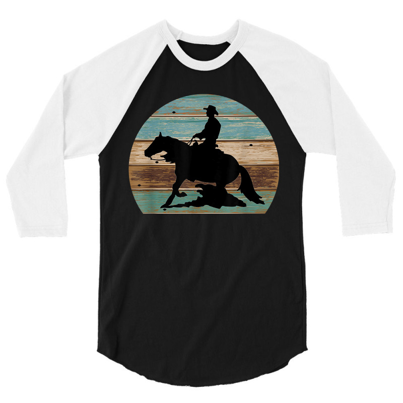 Western Cowboy Reining Horse Sliding Stop Vintage Style 3/4 Sleeve Shirt | Artistshot