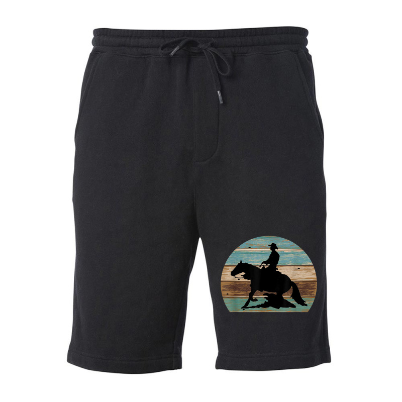 Western Cowboy Reining Horse Sliding Stop Vintage Style Fleece Short | Artistshot